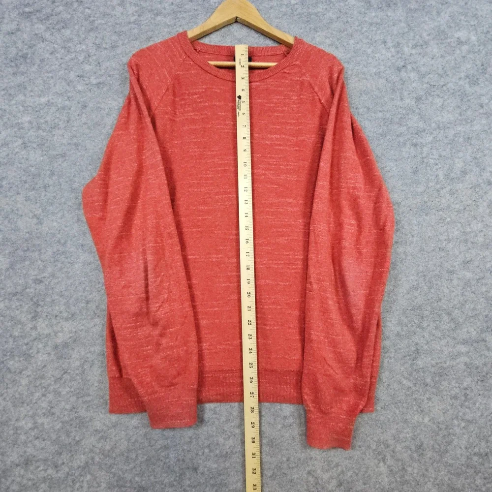 J Crew Men's Heathered Orange Crewneck‎ Sweater Size L 100% Cotton Warm Winter